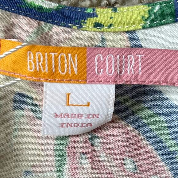 Briton Court Puff Sleeves Tiered Cotton Poplin Dress Fruits Print Sz Large NWT - Picture 13 of 16